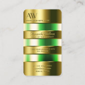 金ゴールドガラスタンク光学グリーン液体とイニシャル 名刺 (裏面)