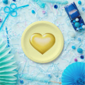 金ゴールドガラスハート ペーパープレート (パーティー)