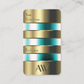 金ゴールドガラス缶光学ティール(緑がかった色)流体とイニシャル 名刺 (正面)