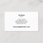 金ゴールドガレージドアの設置と修理 名刺 (裏面)