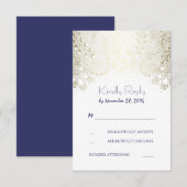 金ゴールドガーデンフラワーウェディングRSVPカード 出欠カード (正面/裏面)