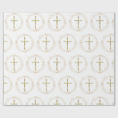 金ゴールドガーランドクリスチャンクロスラッピング紙 ラッピングペーパー (フラット)