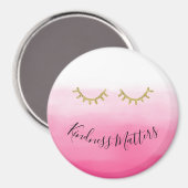 金ゴールドガーリーまつげピンクグラデーション色 マグネット (正面/裏面)