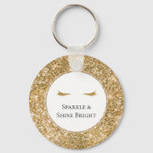 金ゴールドガーリーまつ毛グリッター キーホルダー (正面)