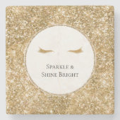 金ゴールドガーリーまつ毛グリッター ストーンコースター (正面)