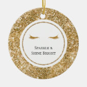 金ゴールドガーリーまつ毛グリッター セラミックオーナメント (正面)