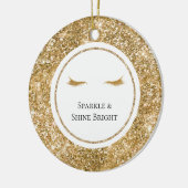 金ゴールドガーリーまつ毛グリッター セラミックオーナメント (左)