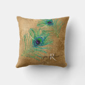 金ゴールドガーリーグリッタースモダンパークルピーコックフェザー クッション (裏面)