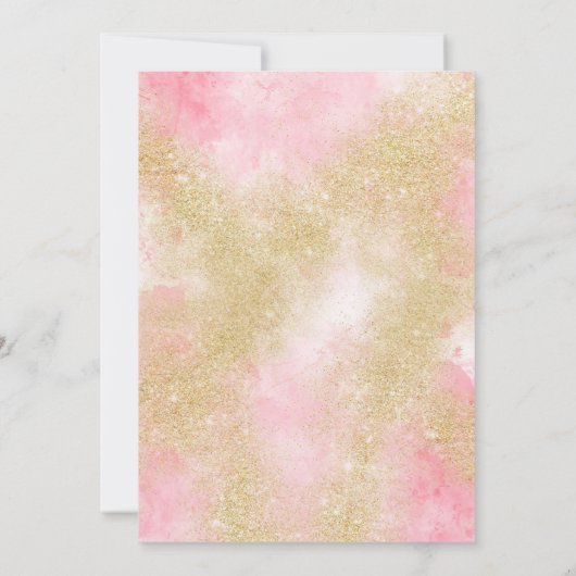 金ゴールドガーリーグリッターピンクの水色30歳誕生日 招待状 (裏面)