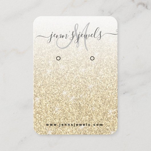 金ゴールドガーリーグリッターロゴジュエリーイヤリング表示 名刺 (正面)