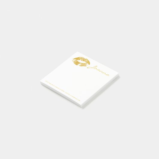 金ゴールドガーリーグリッター唇 ポストイット (アングル)