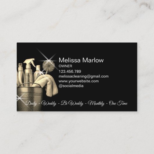 金ゴールドガーリーコマーシャルハウスクリーニングハウスキーピング 名刺 (裏面)