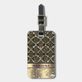 金ゴールドガーリーダンパーとメタリック渦巻き ラゲッジタグ (正面縦)