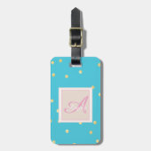 金ゴールドガーリードットモノグラムパーソナライズされた ラゲッジタグ (正面縦)