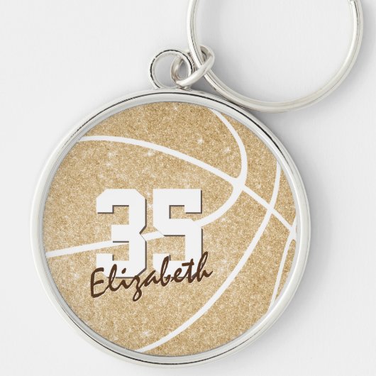 金ゴールドガーリーバスケットボールw名ジャージー番号 キーホルダー (正面)