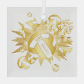 金ゴールドガーリーバレーボール ガラスオーナメント (裏面)