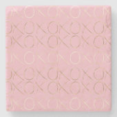 金ゴールドガーリーピンクグラムキソ ストーンコースター (正面)