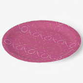 金ゴールドガーリーピンクグラムXOXOラブ ペーパープレート (アングル)