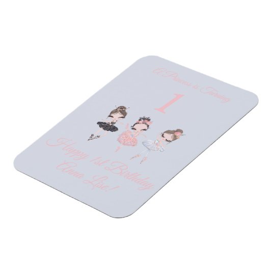 金ゴールドガーリーピンクバレリーナプリンセス1st誕生日 マグネット (左側)