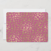 金ゴールドガーリーピンクヒョウ誕生日 招待状 (裏面)