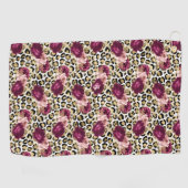 金ゴールドガーリーピンクフローラヒョウ印刷 ゴルフタオル (横)