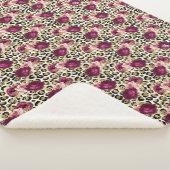 金ゴールドガーリーピンクフローラヒョウ印刷 シェルパブランケット (3/4)