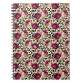 金ゴールドガーリーピンクフローラヒョウ印刷 ノートブック (正面)