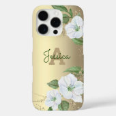 金ゴールドガーリーフローラ水彩Glamモノグラムスクリプト Case-Mate iPhoneケース (裏面)