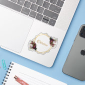 金ゴールドガーリーブルゴーニュ牡丹の名前フローラ幾何学的 シール (ノートパソコンとiPhone)