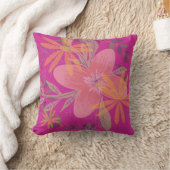金ゴールドガーリー葉明るい赤紫色花 クッション (ブランケット)