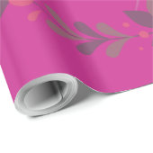 金ゴールドガーリー葉明るい赤紫色花 ラッピングペーパー (ロールコーナー)