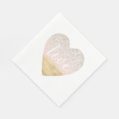 金ゴールドガーリー赤面ピンクラブハート スタンダードランチョンナプキン (角)