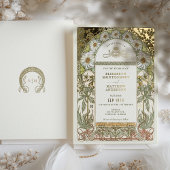 金ゴールドキクラヴィンテージウェディングアールヌーボー 箔招待状