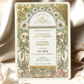 金ゴールドキクラヴィンテージウェディングアールヌーボー 箔招待状