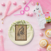 金ゴールドキスをするブラウンギラフェス動物園ベビーシャワー ペーパープレート (パーティー)