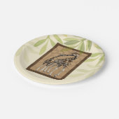 金ゴールドキスをするブラウンギラフェス動物園ベビーシャワー ペーパープレート (アングル)