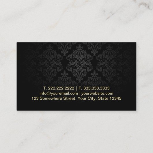 金ゴールドキスヒョウ印刷ダマスク化粧アーティスト 名刺 (裏面)