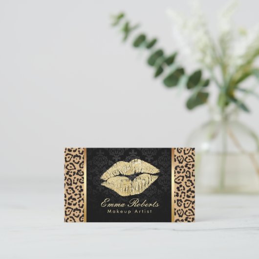 金ゴールドキスヒョウ印刷ダマスク化粧アーティスト 名刺