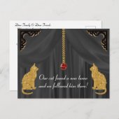 金ゴールドキャットブラックシルク&ハートジュエリー新居 案内ポストカード (正面/裏面)