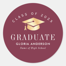 金ゴールドキャップマルーン卒業 ラウンドシール