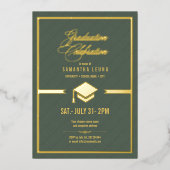 金ゴールドキャップ卒業セージ緑ID834 箔招待状 (正面)