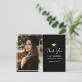 金ゴールドキャップ感謝していブラックユー卒業 ポストカード (スタンド正面)