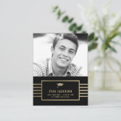 金ゴールドキャップ編集可能カラー卒業はがき 案内ポストカード (スタンド正面)