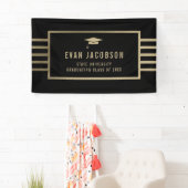 金ゴールドキャップ編集可能カラー卒業バナー 横断幕 (インサイチュ)