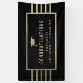 金ゴールドキャップ編集可能カラー卒業バナー 横断幕 (縦)