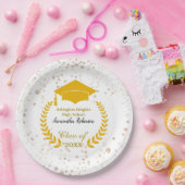 金ゴールドキャップ&ローレル卒業パーティー紙プレート ペーパープレート (パーティー)