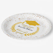 金ゴールドキャップ&ローレル卒業パーティー紙プレート ペーパープレート (アングル)