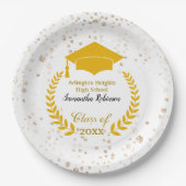 金ゴールドキャップ&ローレル卒業パーティー紙プレート ペーパープレート (正面)