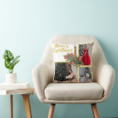 金ゴールドキャンドルクリスマスデコールファミリーフォトコラージュ クッション (椅子)