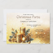 金ゴールドキャンドルクリスマスパーティの招待状 招待状 (正面)